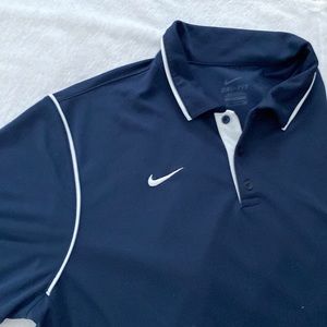 Nike men's short sleeve navy polo with white piping